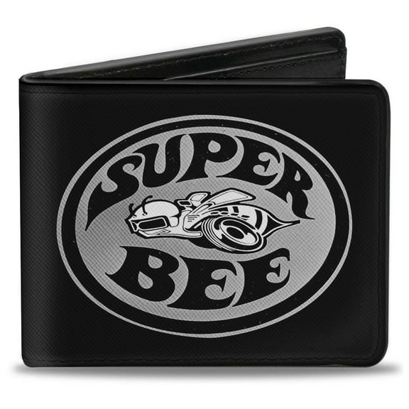 Dodge Wallet, Bifold, Dodge Super Bee Logo Black Grays White, Vegan Leather