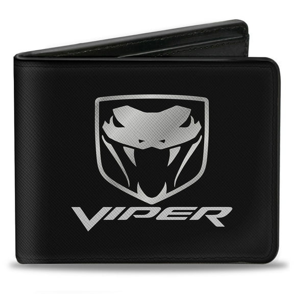 Dodge Wallet, Bifold, Dodge Viper Black Silver Logo, Vegan Leather