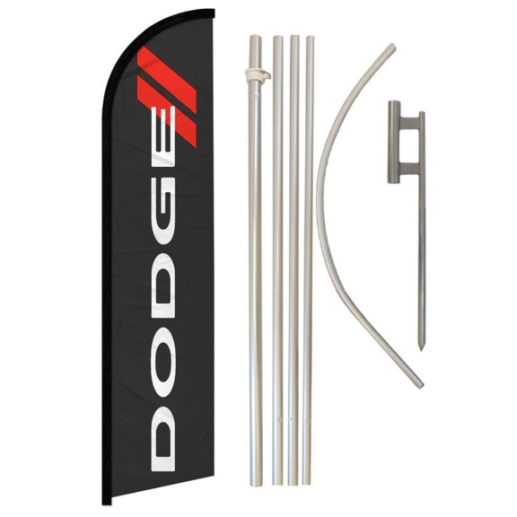 Dodge Windless Banner Flag & Pole Kit