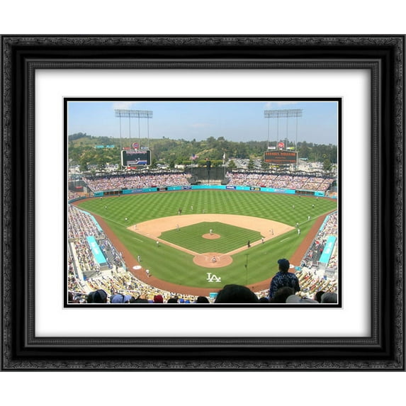 Dodger Stadium 2x Matted 24x20 Black Ornate Framed Art Print from the Stadium Series