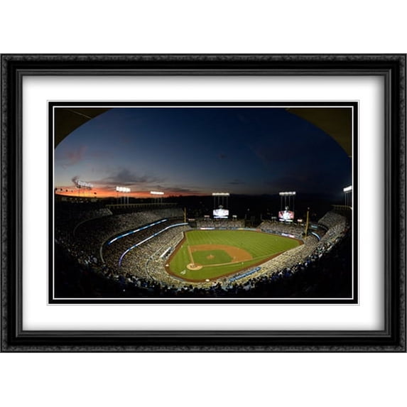 Dodger Stadium 2x Matted 38x28 Large Black Ornate Framed Art Print from the Stadium Series