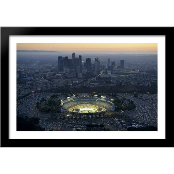 Dodger Stadium 40x26 Large Black Wood Framed Print Art - Home of the Los Angeles Dodgers