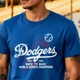 thumbnail image 1 of Dodgers Back 2 Back Champions 2024-2025 T-Shirt Royal Blue Unisex S-5XL ,Royal Color,Size L, 1 of 5