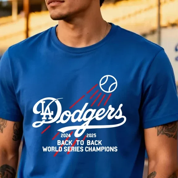 Dodgers Back 2 Back Champions 2024-2025 T-Shirt Royal Blue Unisex S-5XL ,Royal Color,Size XL