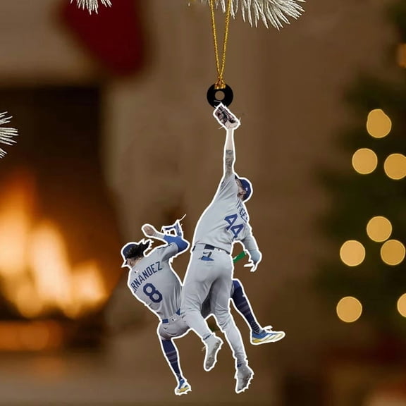 Dodgers Back-to-Back 2026 Ornament – Hernandez & Pages Catch Acrylic Keepsake – LA Baseball Fan Gift