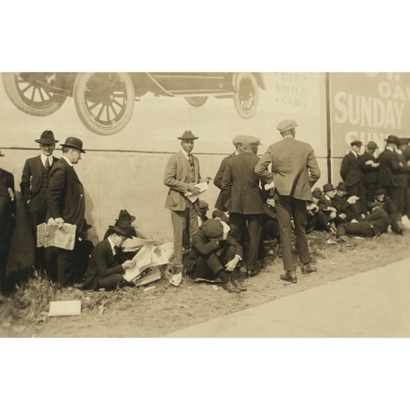 Dodgers Baseball Fans Wait In Line At Ebbets Field Before A World Series Game History (24 x 18)