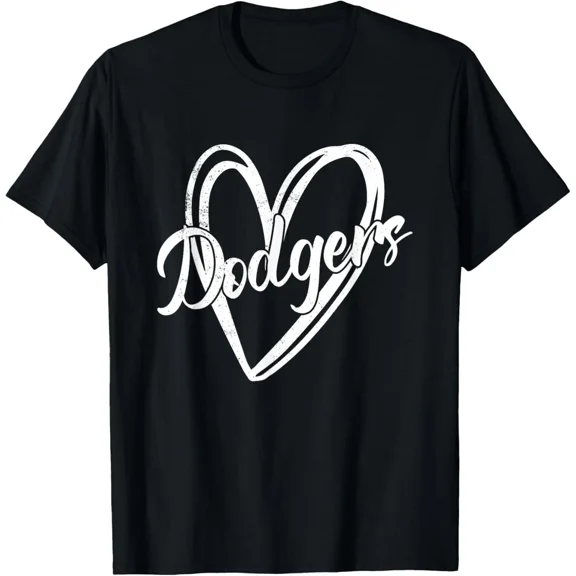 Dodgers Heart Name Design Retro Style Cute Baseball Fan Gift Unisex T-Shirt