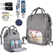 Dodo Babies Diaper Bag Backpack with 2 Pacifier Clips, Pacifier Case, and Waterproof Nappy Bags