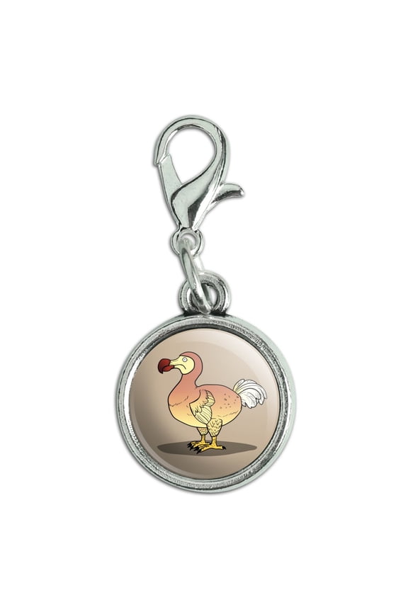 Dodo Bird Antiqued Bracelet Pendant Zipper Pull Charm with Lobster Clasp