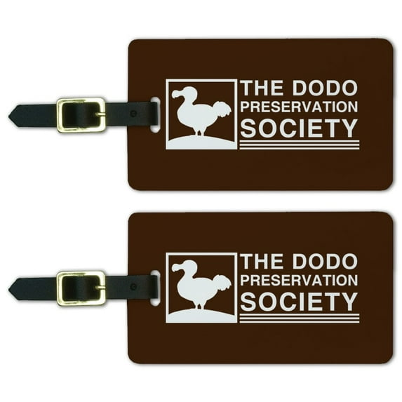 Dodo Bird Preservation Society Luggage ID Tags Suitcase Carry-On Cards - Set of 2