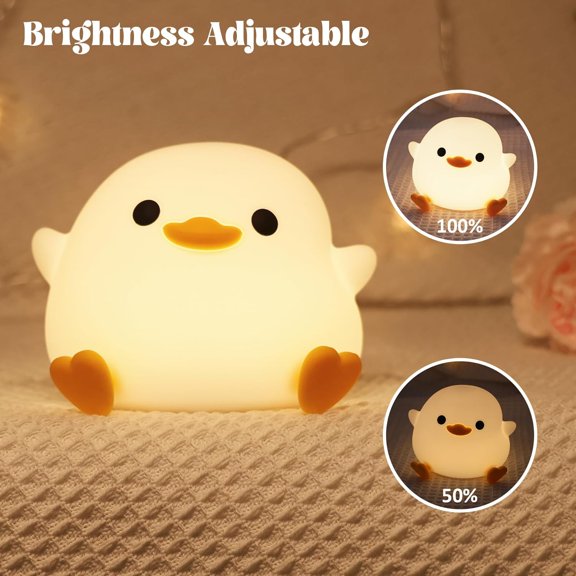 Dodo Duck LED Night Light - Cute Silicone Duck Lamp for Bedrooms, Living Room - Rechargeable, Touch Sensor Bedside Table Lamp