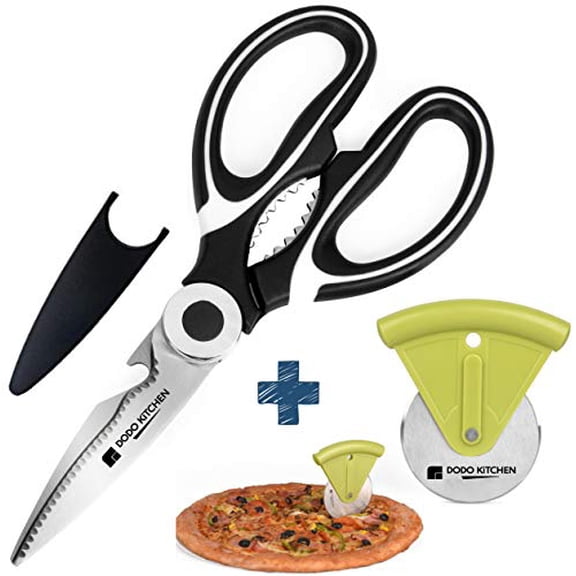 Dodo Kitchen Multifunctional Kitchen Shears with Blade Cover and Pizza Slicer