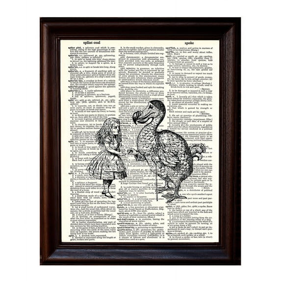 Dodo and Alice - Dictionary Art Print Printed On Authentic Vintage Dictionary Book Page - 8 x 10.5