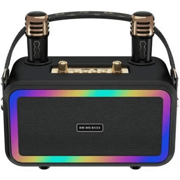 Dododuck Karaoke System with Portable Bluetooth Speaker: 2 UHF Wireless Mics, LED Lighting, USB/TF Card Slot, AUX & TWS Pairing  Ideal for Indoor & Outdoor Events, Parties & Weddings