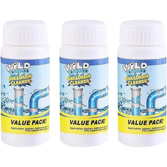 Dodorado Powerful Foaming Drain Cleaner Powder - Fast Acting Pipe Cleanser for Kitchen & Bathroom Sink Drains, Clog Prevention & Odor Control (Standard, Count, 3)