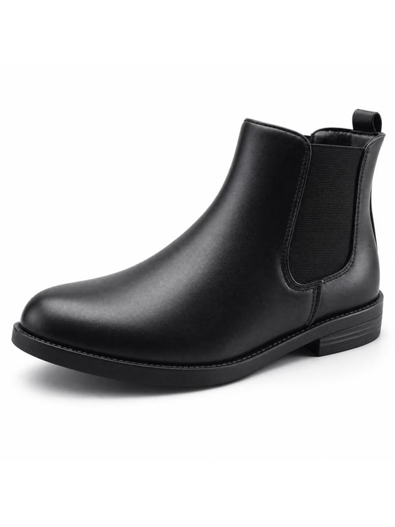 Womens Chelsea Ankle Booties Slip on Elastic Side Boots Flat Heel Daily Dress Boots for Fall and Winter