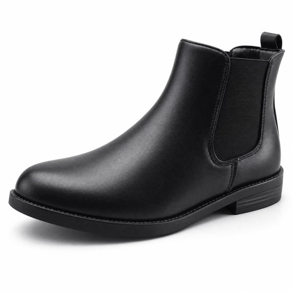 Dodow Womens Chelsea Ankle Booties Slip on Elastic Side Boots Flat Heel Daily Dress Boots for Fall and Winter