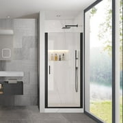 Dodrehome 34" W x 72" H Frameless Pivot Shower Door with 1/4"(6mm) Clear SGCC Tempered Glass, Pivot Swing Shower Glass Door, Reversible Installation, Matte Black Finish