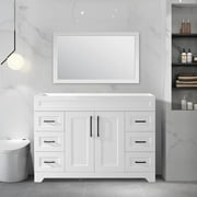Dodrehome 48" Single Bathroom Vanity, Modern Bathroom Cabinet Without Sink, with 2 Soft Closing Doors and 6 Drawers, White