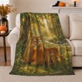 thumbnail image 1 of Doe and Fawn in Sunlit Forest Meadow with Daisies, Serene Cottagecore Wildlife Style for Deer Lovers, Soft Flannel Blanket for Nursery and Bedroom, Baby Shower Gift, Home Decor, 1 of 9