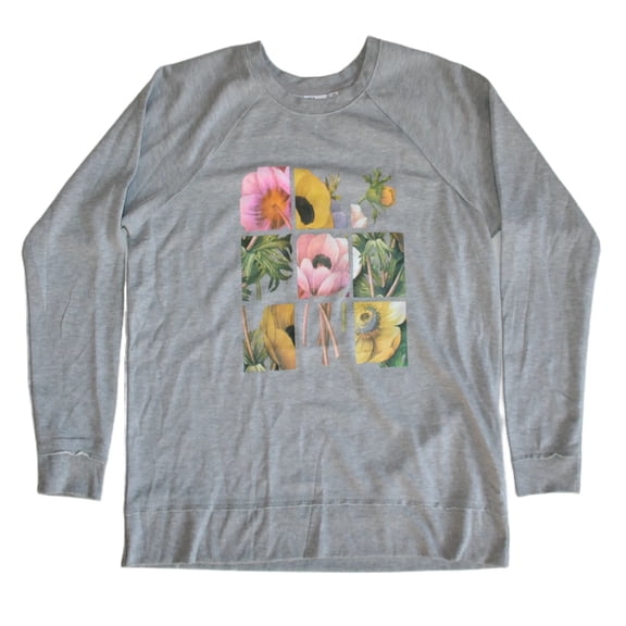 Doe Women's Long Sleeve Floral Graphic Print Gray Sweatshirt Size XL