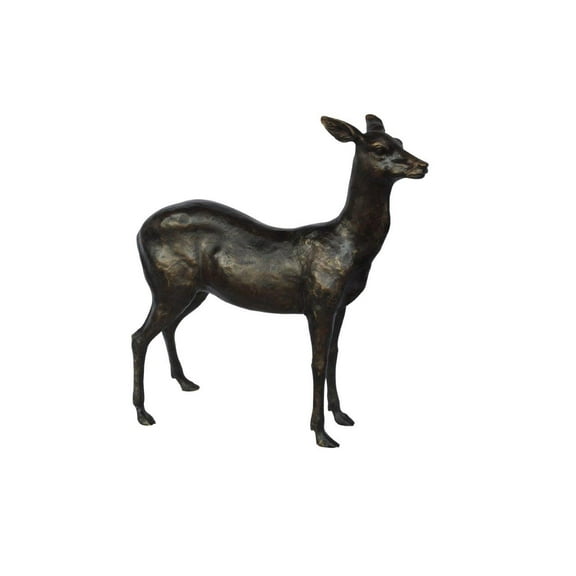Doe - baby deer bronze statue - Size: 30"L x 8"W x 30"H.