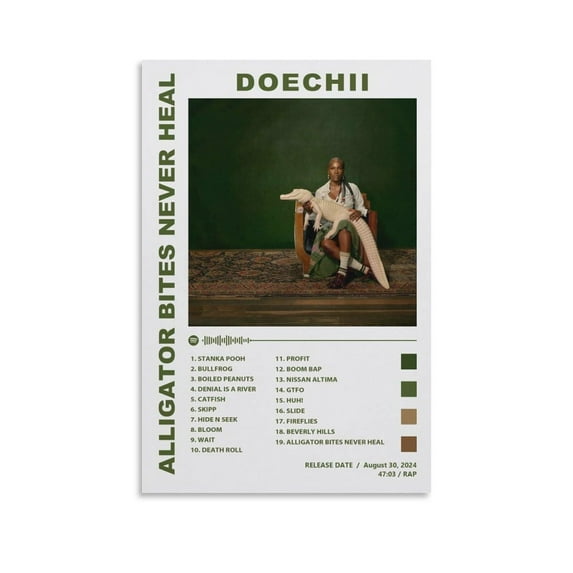 Doechii Alligator Bites Never Heal Canvas Poster Wall Decorative Art Painting Living Room Bedroom Decoration Gift