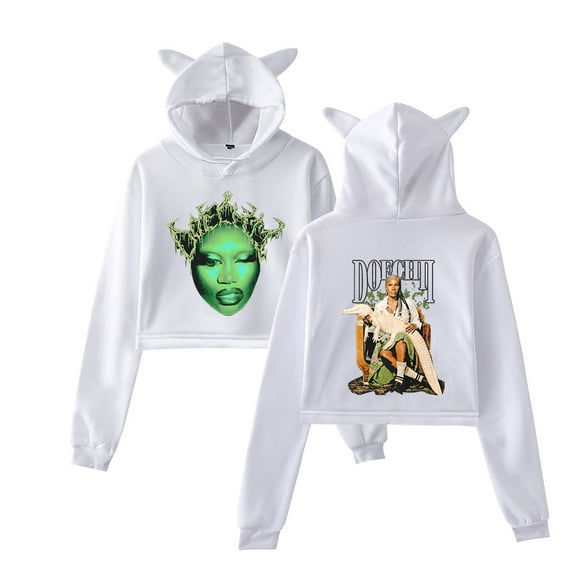 Doechii Cat Ear Fashion Street Trendy Hoodie Women's Short Sportswear