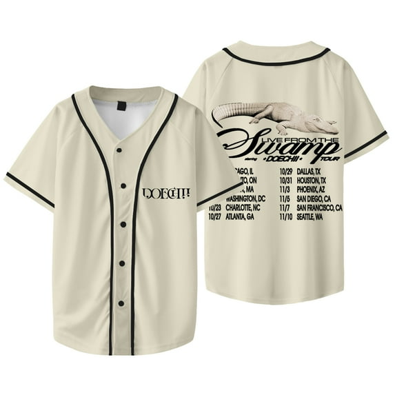 Doechii Live From The Swamp Tour Baseball Jacket Tee Women Men V-neck Short Sleeve T-shirts
