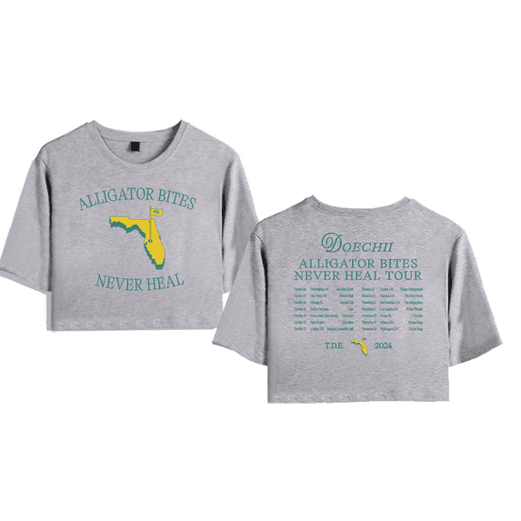 Doechii Merch Alligator Bites Never Heal Crop Top T-shirt Shorts Suits Women Girls Short Sleeve Tees