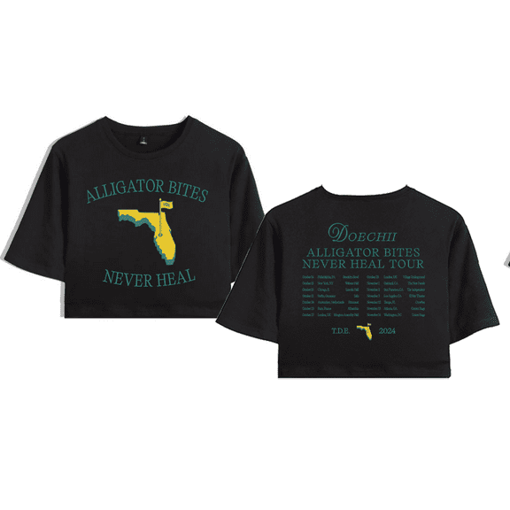Doechii Merch Alligator Bites Never Heal Crop Top T-shirt Shorts Suits Women Girls Short Sleeve Tees