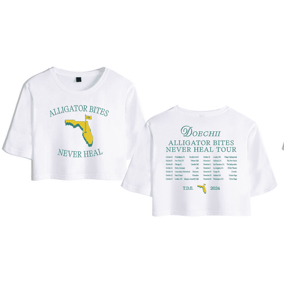 Doechii Merch Alligator Bites Never Heal Crop Top T-shirt Shorts Suits Women Girls Short Sleeve Tees