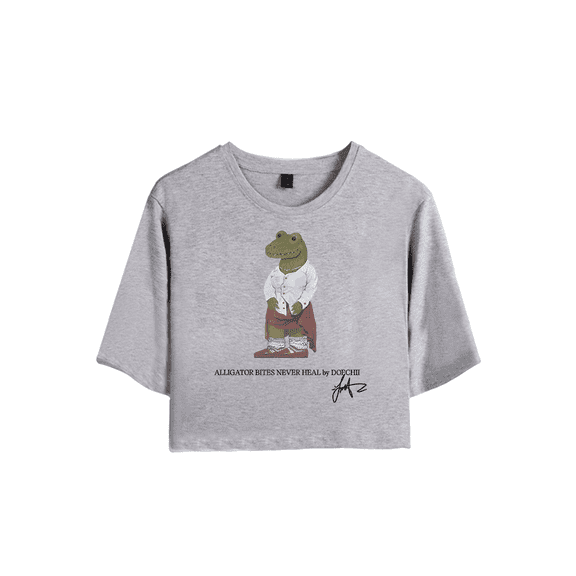 Doechii Merch Alligator Crop Top T-shirt Baby Shorts Suits Women Girls Short Sleeve Tees