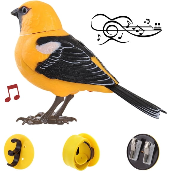 Doefo Electric Singing and Chirping Bird Toy, Interactive Bird Decoration, Motion and Sound Activated, Battery Operated Simulation Desk Pet