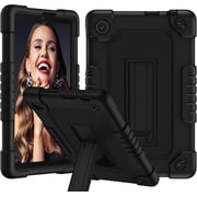 FIEWESEY for TCL TAB 8 WiFi 9132X / for TCL TAB 8 LE 9137W Tablet Case Soft Silicone Shell Case with Stand Shoulder Strap for TCL TAB 8 WiFi/TCL TAB 8 LE(Black+Black)