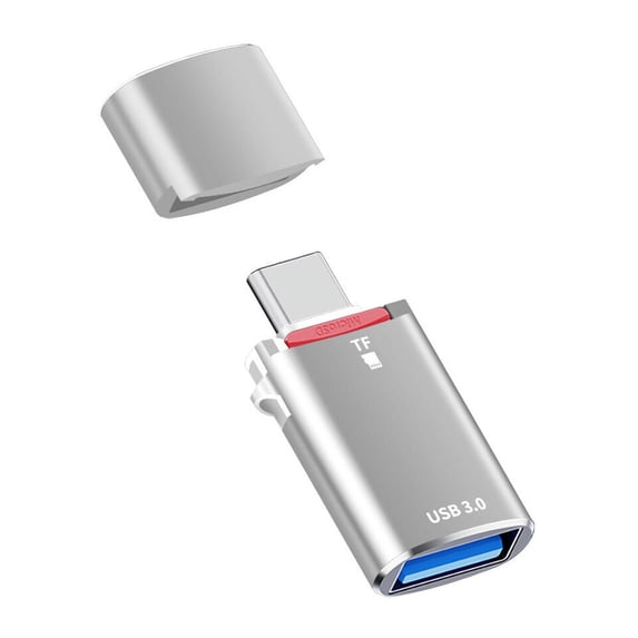 FIEWESEY USB C to USB Adapter USB C Male to USB 3.0&TF Card Reader Female Adapter Fit For MacBook Pro Air , iPad Pro Samsung Notebook Dell XPS iPhone 15 Pro Max and More Type C Devices - Silver,3 Pcs