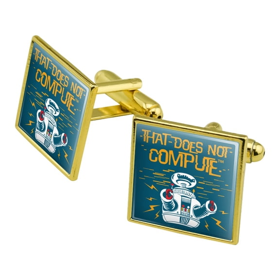 Does Not Compute B9 Robot Lost In Space Square Cufflink Set - Silver or Gold