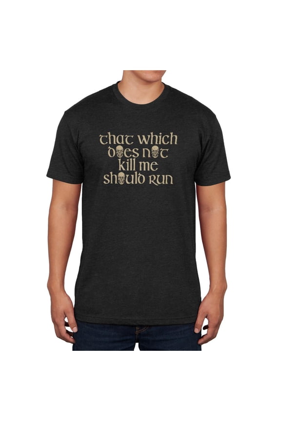 Does Not Kill Me Should Run Skull Wings Men's Soft T Shirt Vintage Black SM
