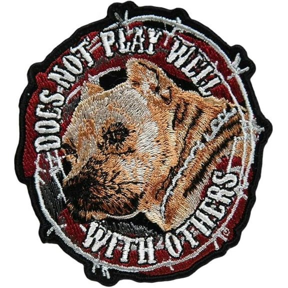 Doesn't Play Well With Others Pit Bull Patch, Large Size