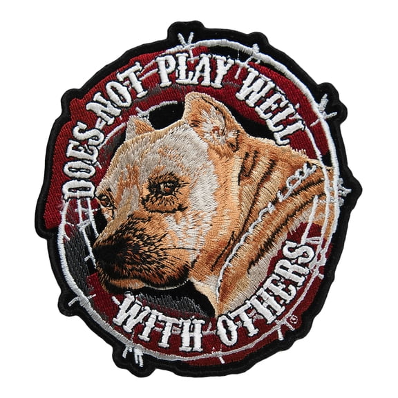 Doesn't Play Well With Others Pit Bull Patch, Medium Size