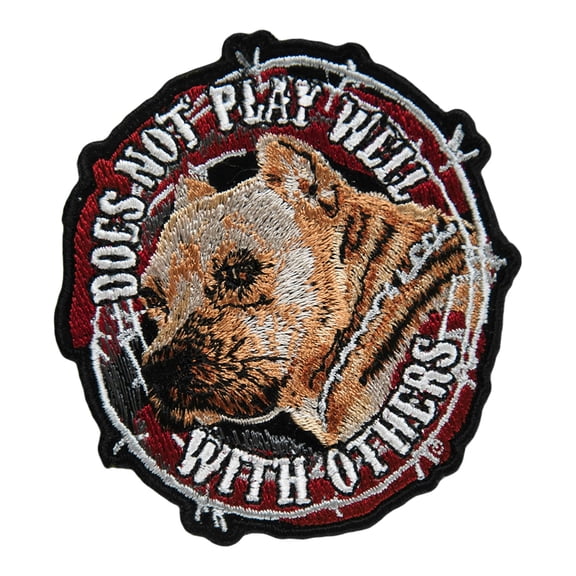 Doesn't Play Well With Others Pit Bull Patch, Small Size.