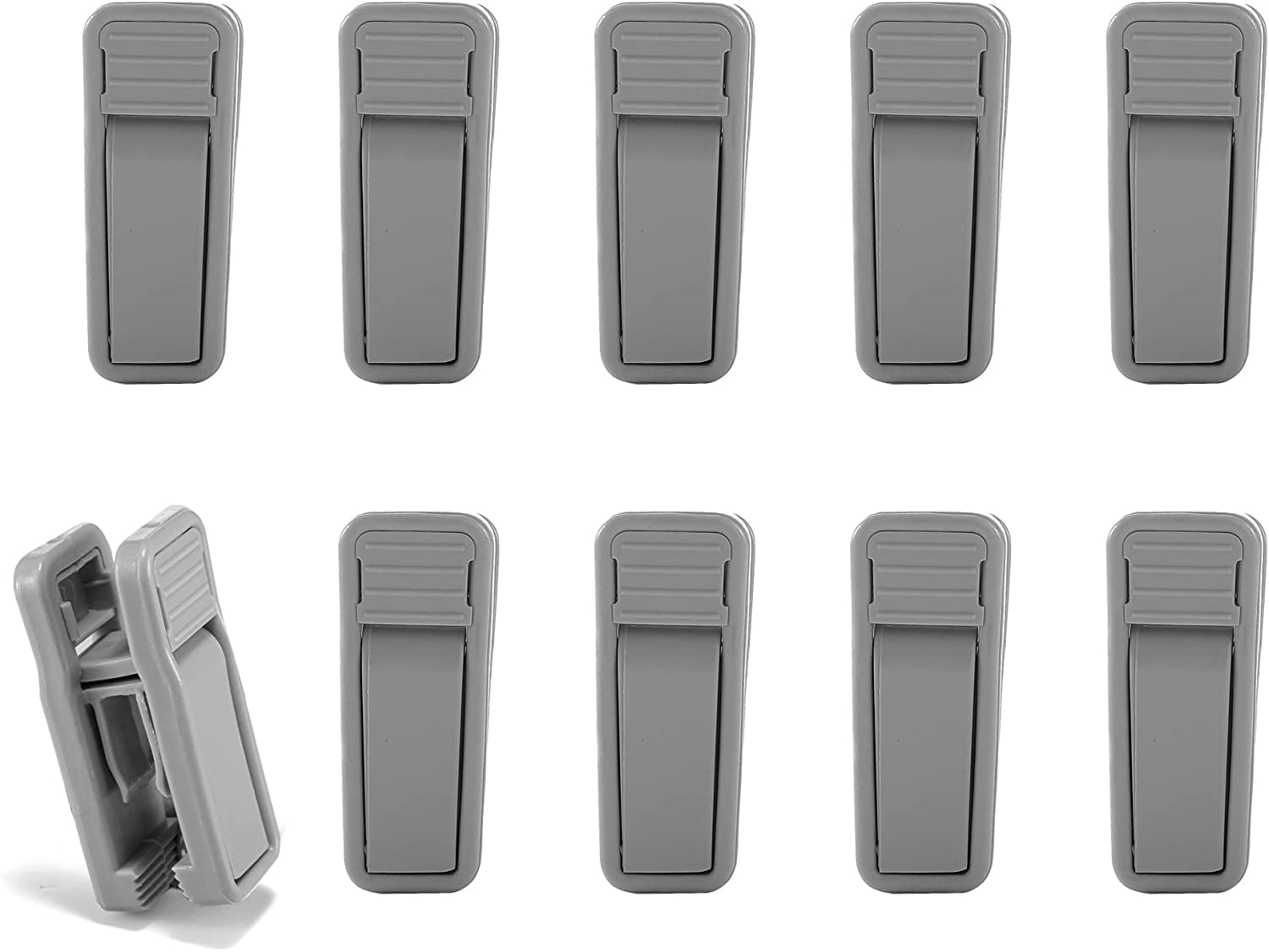 HOUSE DAY Grey Plastic Finger Clips for Hangers, 100 Pack Pants