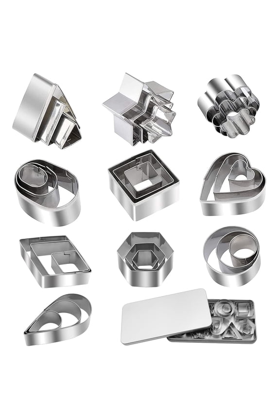 30Pcs Mini Cookie Cutters Stainless Steel Heart Circle Star Biscuit Clay Cutter for Kids