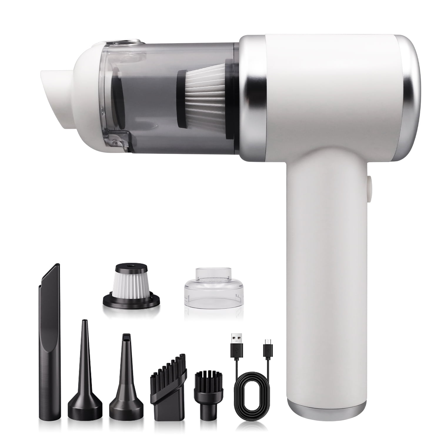 Dofulay Car Vacuum Cleaner Handheld Vacuum Cordless 5500Pa Strong Suction Clean for Home (White)
