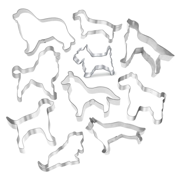 Dog 10 Piece Cookie Cutter Set - Scottie Dog, Collie Dog, Labrador Dog, German Shepherd Dog - The Cookie Cutter Shop - Tin Plate Steel
