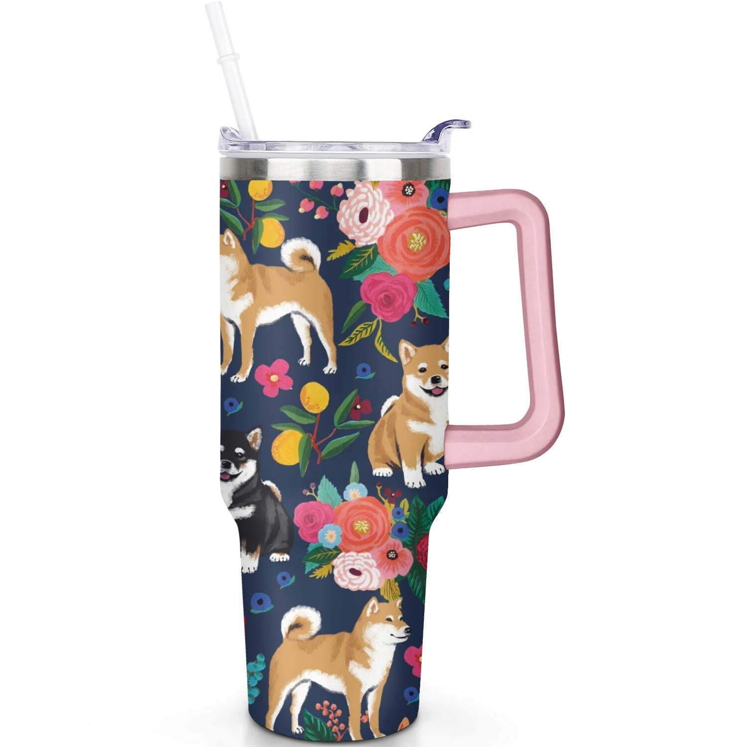 Dog 40oz Tumbler with Handle Straw Teacher Gifts for Dog Educators 40 oz Dog Theme Tumbler Spill Proof Lid Double Insulated Travel Must Haves
