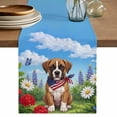 thumbnail image 1 of Dog 4th of July Table Runner 70 Inches, Botanical American Flag Independence Day Bed Runner Dresser Scarves Tabletop for Indoor Outdoor Parties/Ceremony/Banquet, 13" x 70", 1 of 9