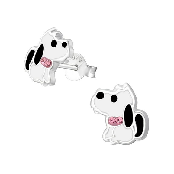 Dog 925 Sterling Silver Stud Earrings with Crystals