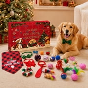 Dog Advent Calendar, 2026 24 Days Pet Toy Christmas Countdown Calendar with Chew Ropes Toys Squeaky Balls Teething Toys for Xmas Small Puppy Terrier