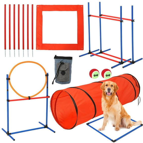 Dog Agile Hurdle Set, Puppy Agile Training Hurdle,Dog Agile Training Equipment 4-Height Adjustable Obstacle with Storage Bag